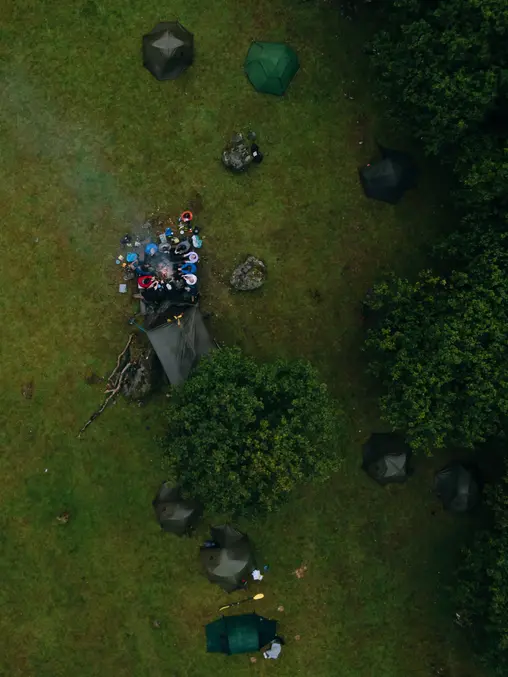 Drone shot of camping spot - Kayaking - Norway fjord - hiking in Norway - kayaking - from Brussels airport